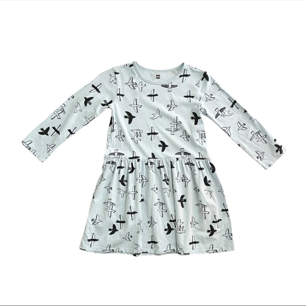 Tea Collection Kids Dress with Bird Pattern - White and Black